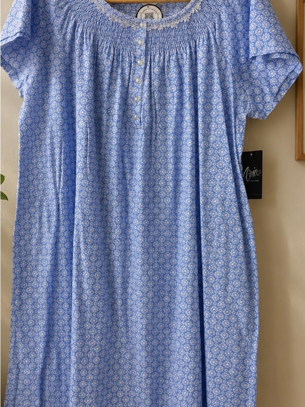 Dalia Collection Light Blue Floral Short-Sleeve Nightgown